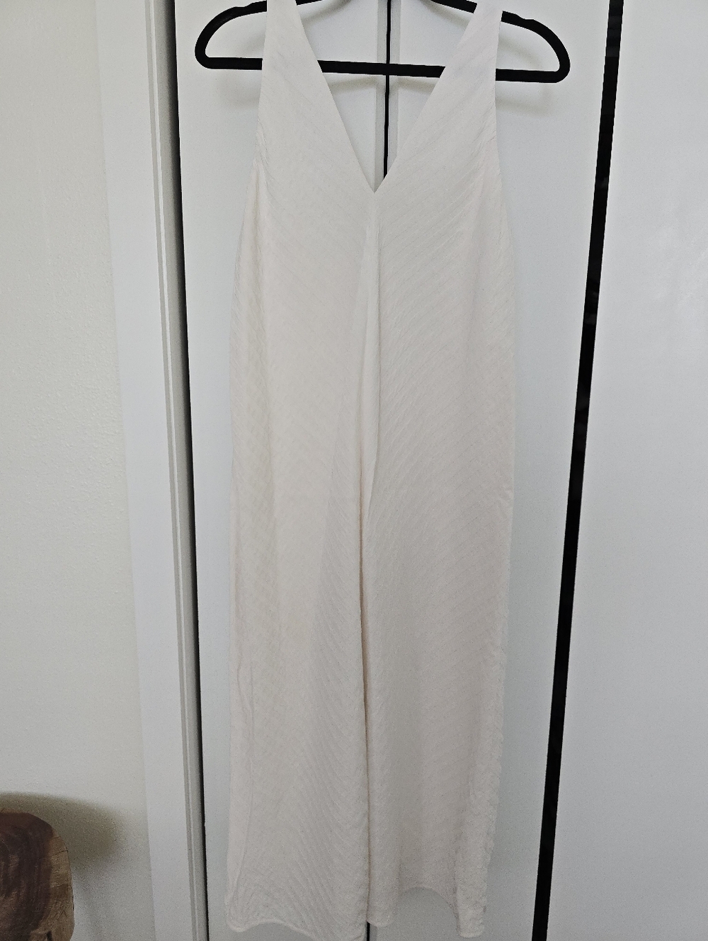 Everlane City Stripe Sleeveless V-Neck Textured Midi Dress in Ivory Size 10 - Picture 5 of 6